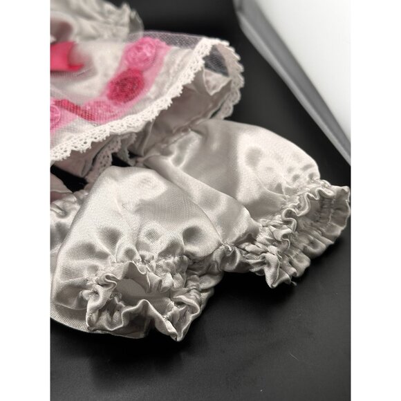 VTG Cabbage Patch Kids Silver Dress Pink Roses Bloomers 16” Doll Unbranded - Picture 3 of 11